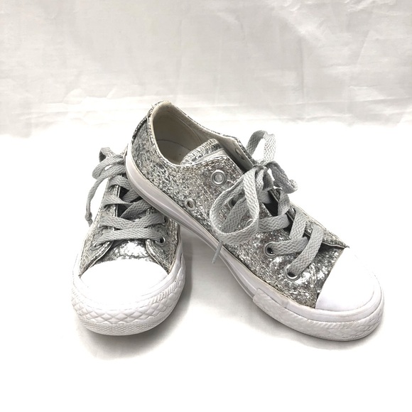infant silver glitter converse